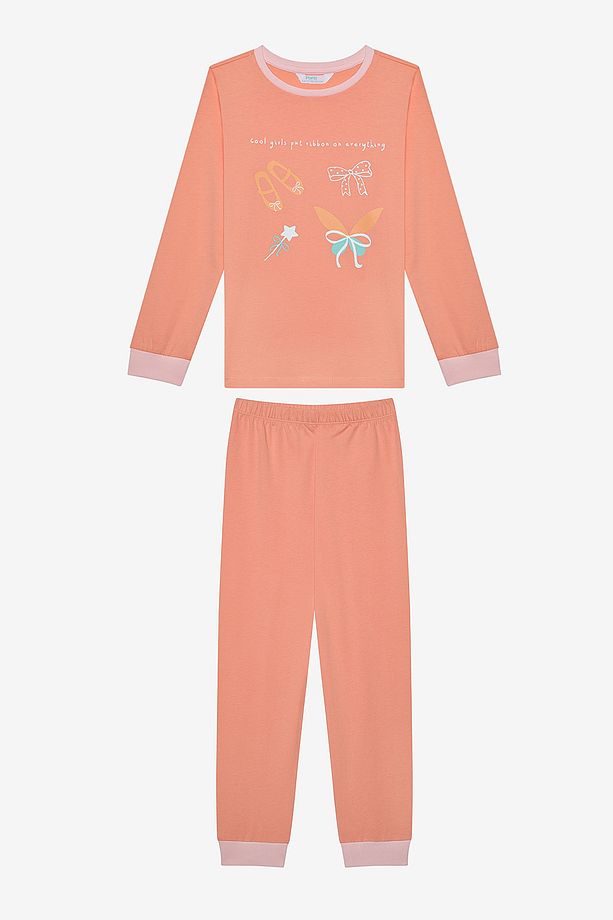 Kız Çocuk Put On Ribbon 2li Çok Renkli Pijama Takımı - 5