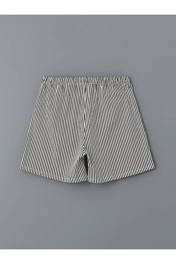 LCW Young Ekru Beli Lastikli Çizgili Kadın Şort Pijama Altı - 4