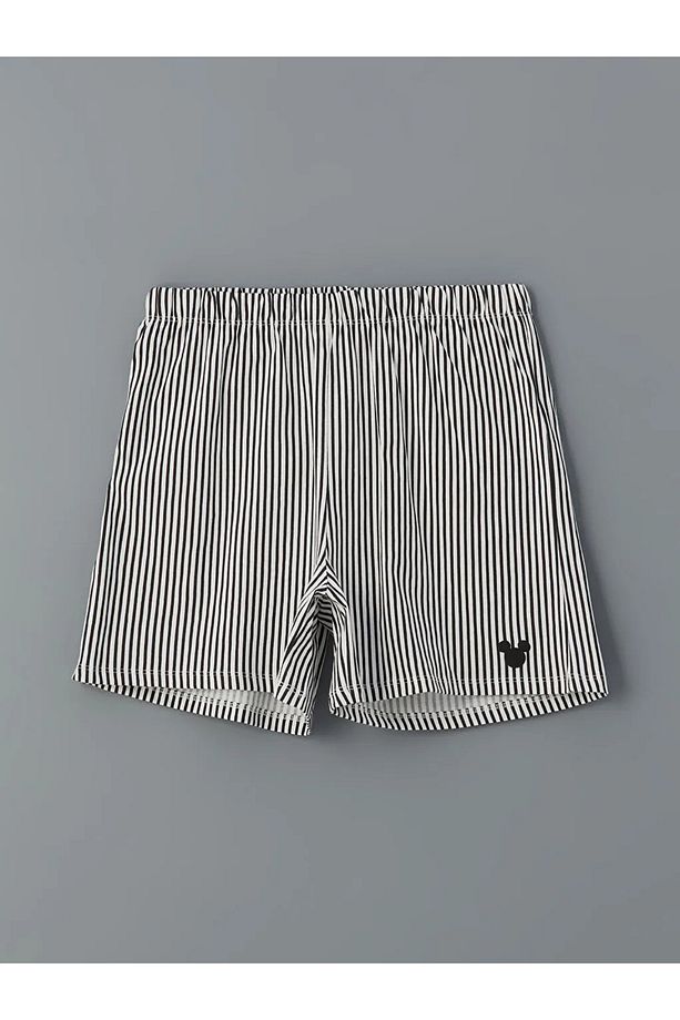 LCW Young Ekru Beli Lastikli Çizgili Kadın Şort Pijama Altı - 3