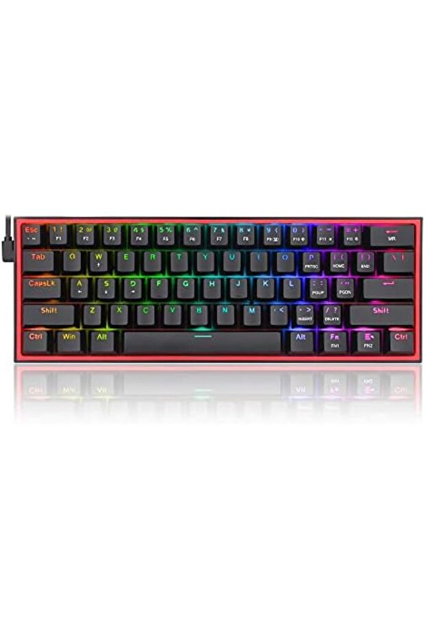 K617 Gaming Keyboard; RGB Wired 60% Compact Mechanical Keyboard with 61 Red Linear Keys