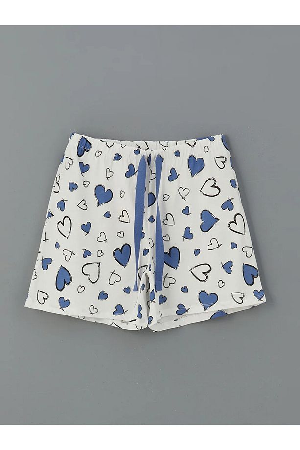 LCW DREAM Indigo Beli Lastikli Desenli Kadın Şort Pijama Altı - 3