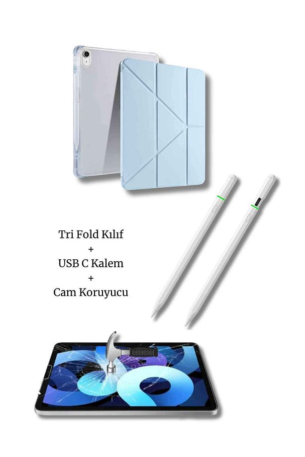iPad A16 11. ve 10. Nesil ile Uyumlu A3355 A2757 Premium 3’lü Tablet Aksesuar Seti - 1