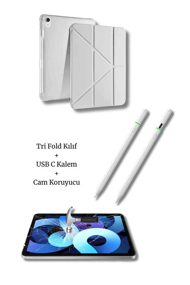 iPad A16 11. ve 10. Nesil ile Uyumlu A3355 A2757 Premium 3’lü Tablet Aksesuar Seti - 1