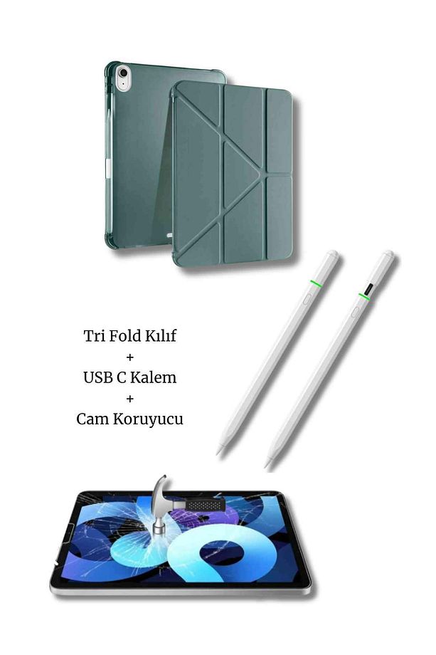 iPad A16 11. ve 10. Nesil ile Uyumlu A3355 A2757 Premium 3’lü Tablet Aksesuar Seti - 1
