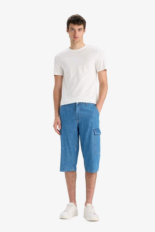 %100 Pamuk Hafif Kumaş Regular Fit Jean Uzun Bermuda Şort F4223ax25sm - 2