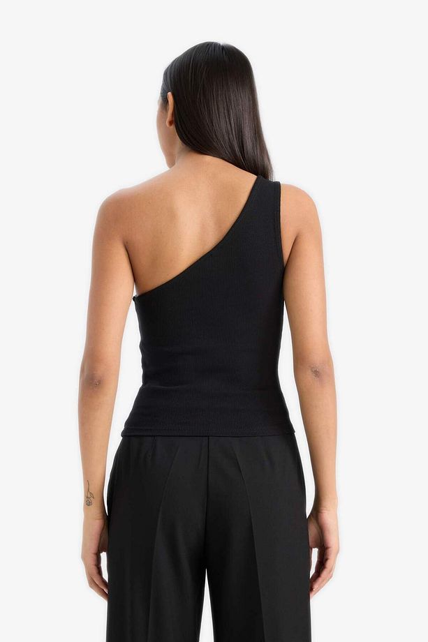 Slim Fit Dar Kesim Tek Omuzlu Fitilli Kaşkorse Atlet A7453AX25SM - 5