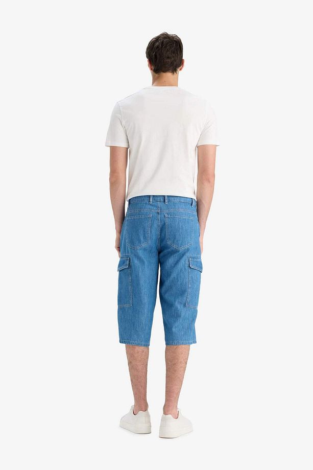 %100 Pamuk Hafif Kumaş Regular Fit Jean Uzun Bermuda Şort F4223ax25sm - 6
