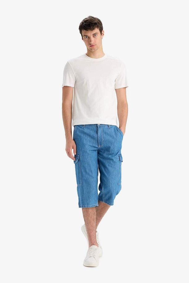 %100 Pamuk Hafif Kumaş Regular Fit Jean Uzun Bermuda Şort F4223ax25sm - 3