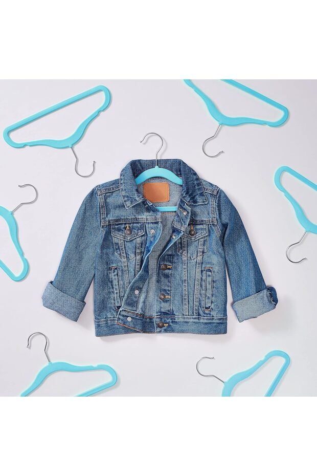 علاقات ملابس مخملية، زرقاء، عبوة من 30 قطعة - 3