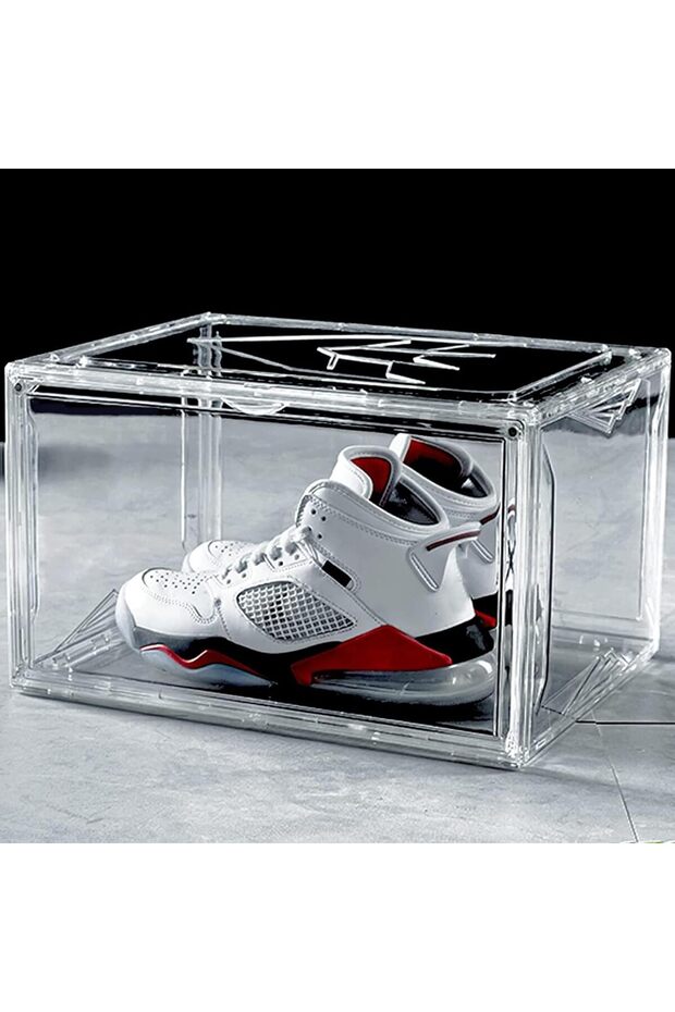 Shoe Storage Box, Clear Shoe Organizer for Closet, Stackable Shoe Boxes Storage Bins, Foldable Shoe