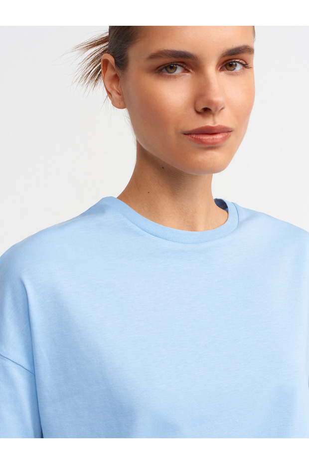 3683 Basic T-Shirt-Mavi - 4