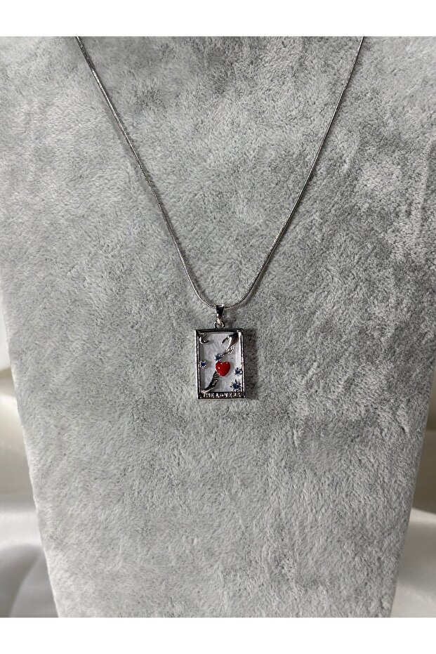 Silver plaka çelik kolye lovers - 1