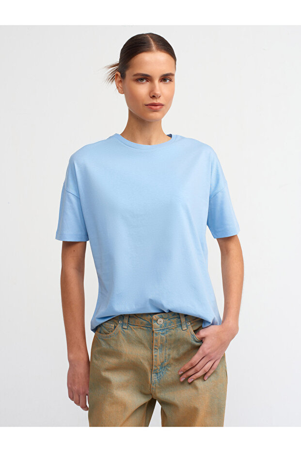 3683 Basic T-Shirt-Mavi - 2