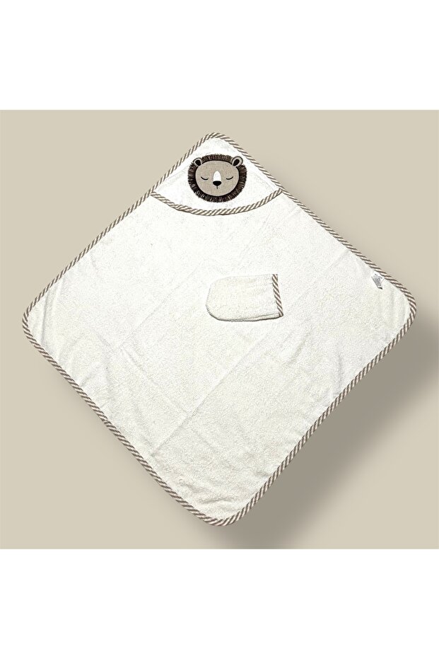 100% Organic Cotton Hooded Bath Towel & Hand Towel – Lion Embroidered