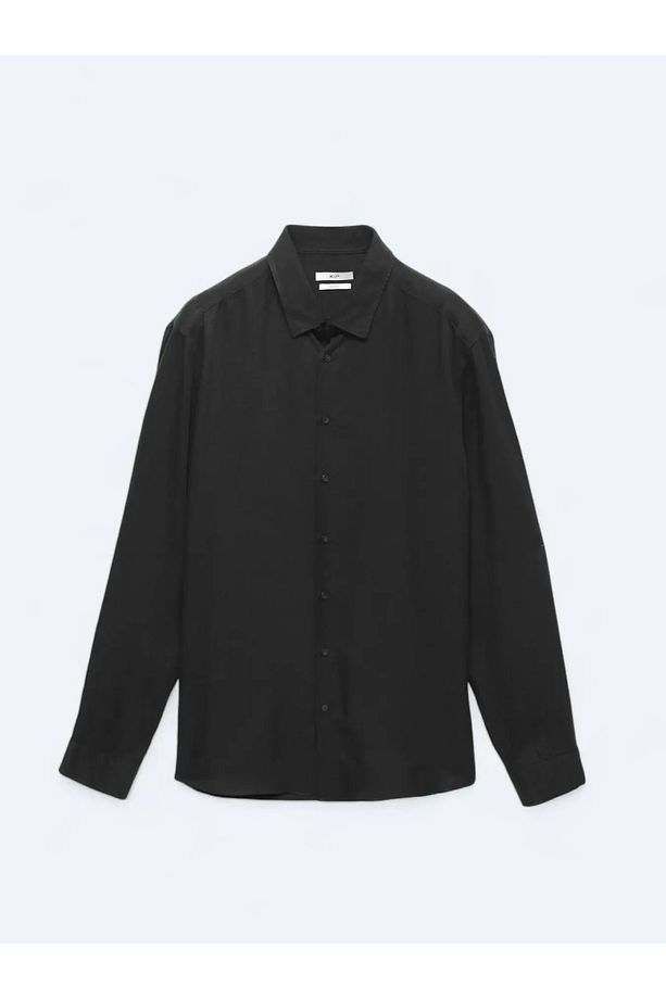 Siyah Fitilli Regular Fit Dokuma Casual Gömlek - 6