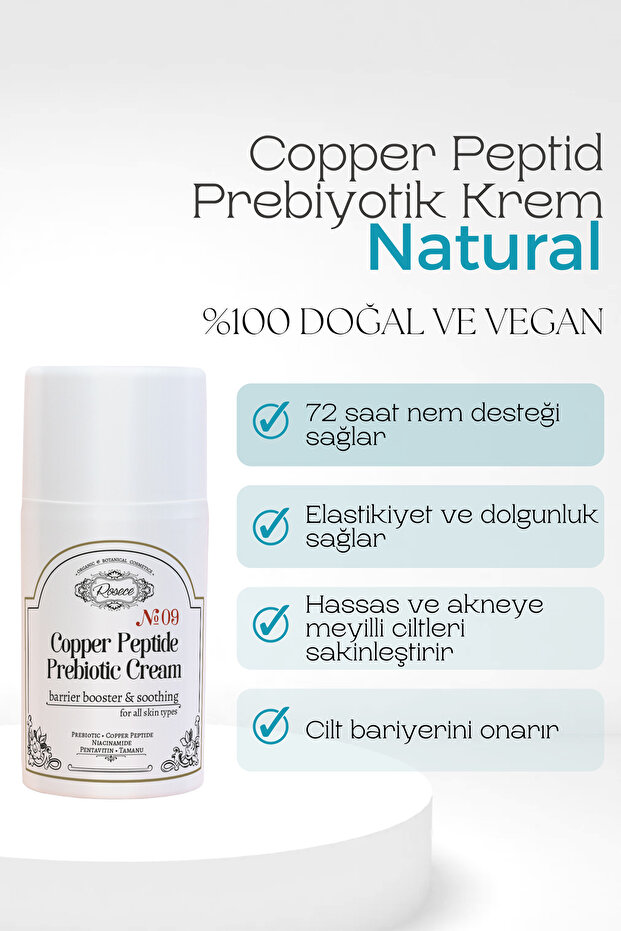 Copper Peptide Prebiotic Moisturizing Cream | Barrier Repairing Soothing Anti Aging 72 Hour Moisture | 50 ml