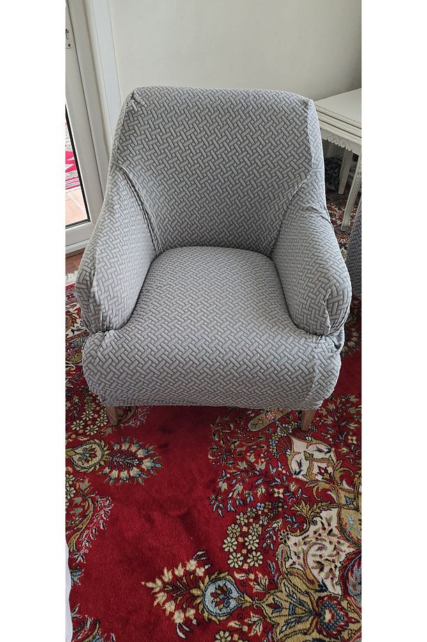 A Kaliteli Hasır Desen Jakarlı Yarı Kaplama 3 3 1 1 Lastikli Kanepe,koltuk Örtüsü, Kılıfı Takımı - 5