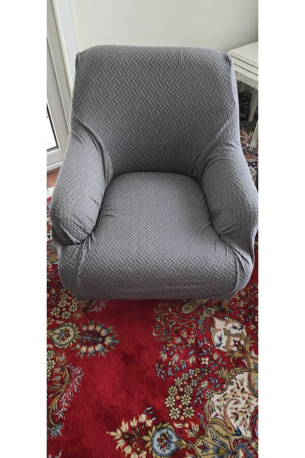 A Kaliteli Hasır Desen Jakarlı Yarı Kaplama 3 3 1 1 Lastikli Kanepe,koltuk Örtüsü, Kılıfı Takımı - 6