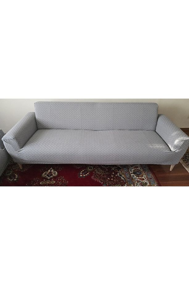 A Kaliteli Hasır Desen Jakarlı Yarı Kaplama 3 3 1 1 Lastikli Kanepe,koltuk Örtüsü, Kılıfı Takımı - 1
