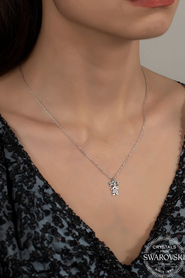 Zirconia Taşlı Kız Çocuk Kadın Kolye - Sevgi Dolu Tasarım - 1