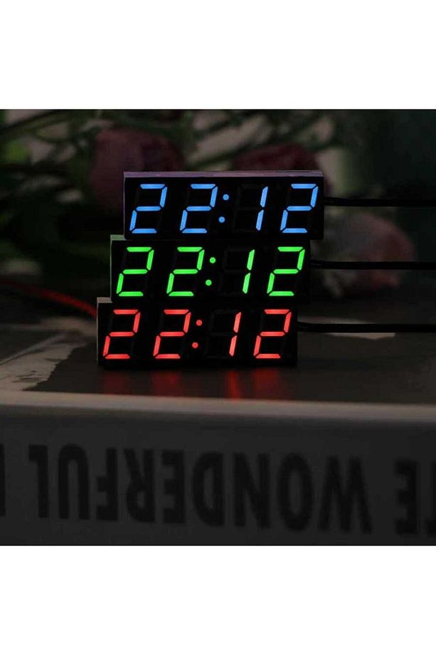 3'ü 1 Arada Ds3231sn Dc 5v 12v 24v Dijital Mavi Led Saat Sıcaklık Gerilim Göstergesi - 4