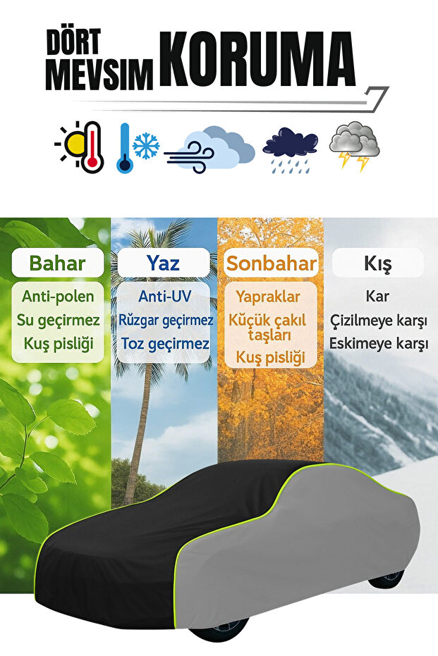 Grey-Black-Grey [Renault Vel Satis 2002 - 2005] Compatible Neon Corded Car Tarpaulin - 2