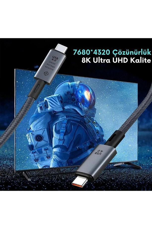1mt Usb 4.0 240w Thunderbolt Type-c To Type-c Şarj, Data Ve 8k 60hz Görüntü Aktarım Kablosu - 4