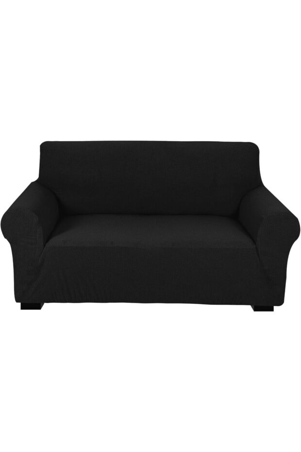 High Stretch 2 Seater Sofa Cover 140-175cm Size Black
