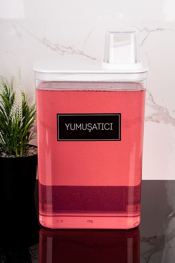 Kendinden Ölçekli Deterjan Kutusu Yumuşatıcı Etiketli 3000ml Mika Deterjanlık Yumuşatıcı Kutusu - 1