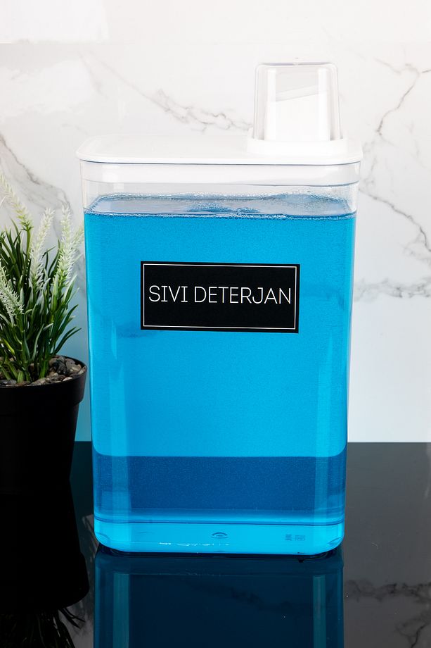 Kendinden Ölçekli Deterjan Kutusu Sıvı Deterjan Etiketli 3000ml Mika Deterjanlık Yumuşatıcı Kutusu - 1