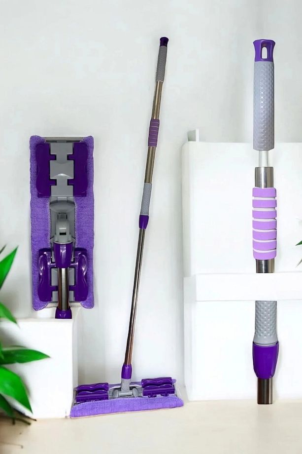 Yer Mopu Fayans Duvar Yüzey Temizlik Mikrofiber Bezli Mandallı Mop ( 1 Adet Yedek Bez Hediyeli ) - 8