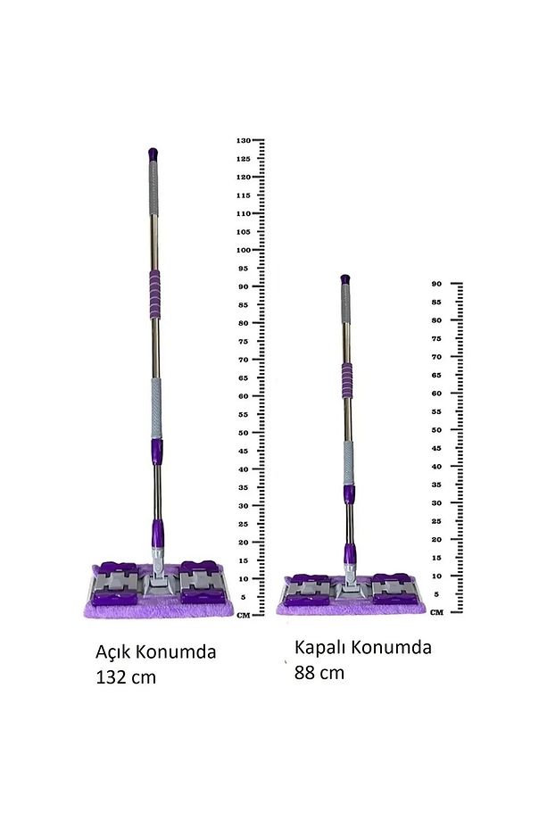 Yer Mopu Fayans Duvar Yüzey Temizlik Mikrofiber Bezli Mandallı Mop ( 1 Adet Yedek Bez Hediyeli ) - 3