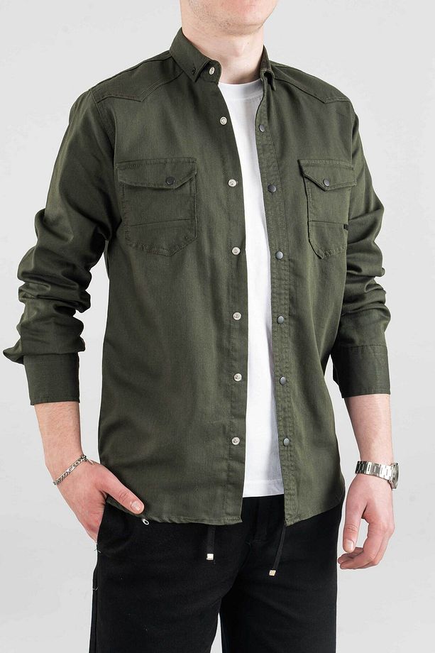 Slim Fit Erkek Kot Gömlek - 1