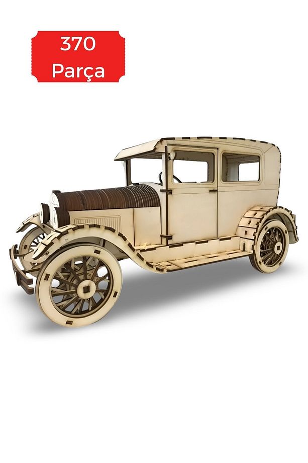 Ford A Model 1927 Klasik Ahşap Araba Maketi - 3D Puzzle Hobi Seti 370 Parça - Dekoratif ve Eğitici - 6