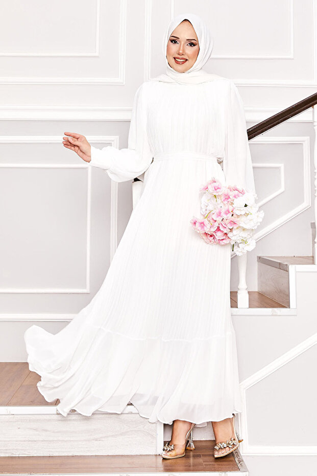 Organza Hijab Dress with Sleeves