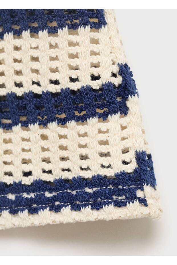 Çizgili kroşe şort - 5