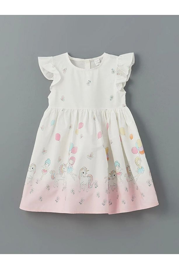 Lcw Kids Ekru Bisiklet Yaka Poplin Kız Çocuk Elbise - 2