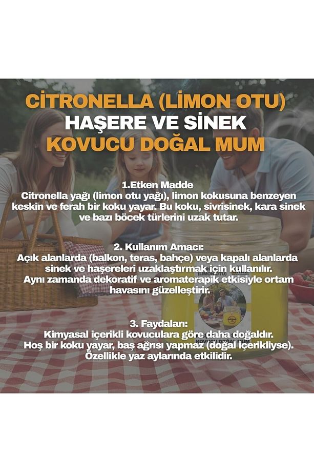 5 Adet Saksı Model Citronella Mum Limon Kokulu Sinek Kovan Mum Anti Sinek Aromaterapi Mum - 4