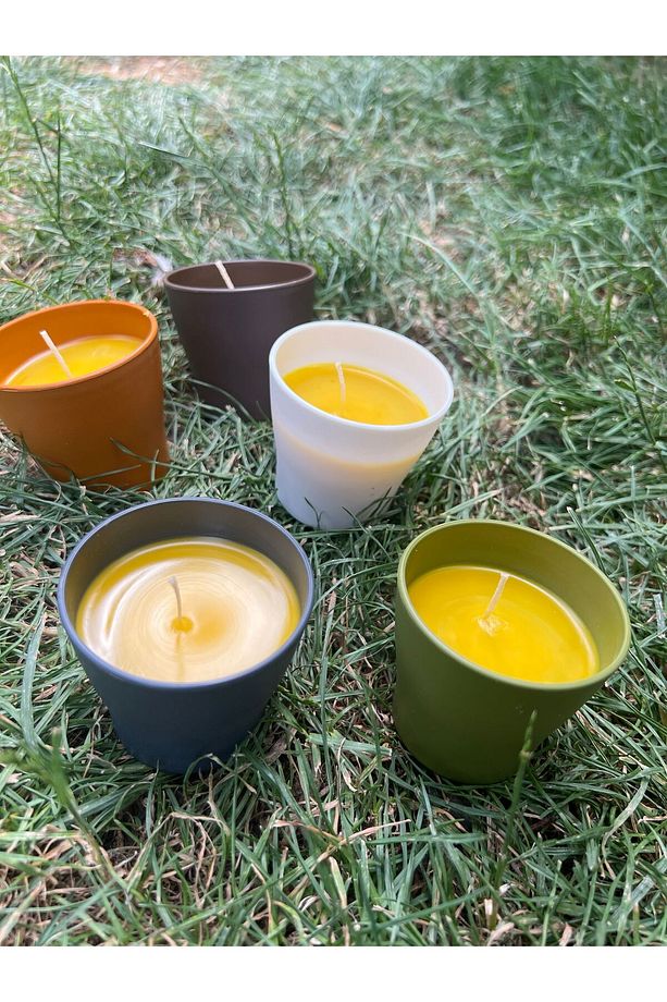 5 Adet Saksı Model Citronella Mum Limon Kokulu Sinek Kovan Mum Anti Sinek Aromaterapi Mum - 6