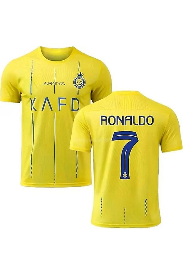 Sarı All Nassr Ronaldo İç Saha Takım Çocuk Alt-Üst Takım T-Shrt +Şort Halısaha ALLNASR-R.O.NAL.DO - 3