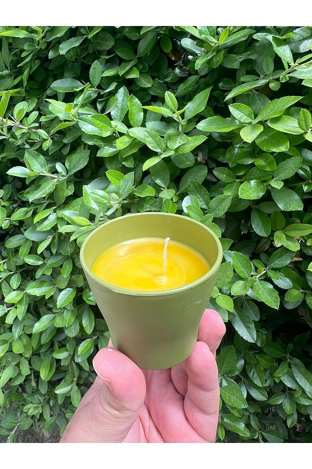 5 Adet Saksı Model Citronella Mum Limon Kokulu Sinek Kovan Mum Anti Sinek Aromaterapi Mum - 3