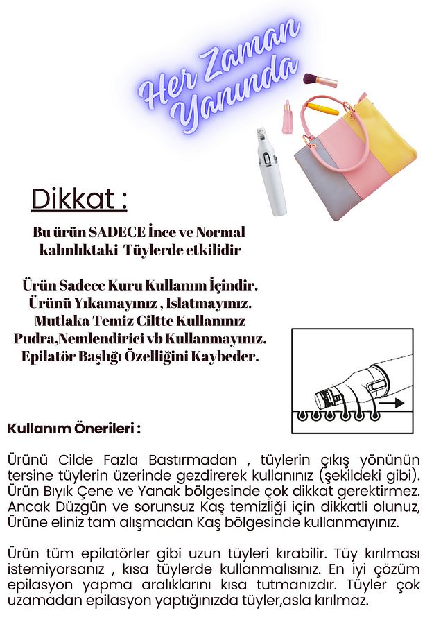 MİKRO Yüz Epilatörü ŞARJLI ve Cımbızlı Sistem - (İp & Ağda Etkisi - Bıyık, Çene, Kaş, Kulak İçin) - 6