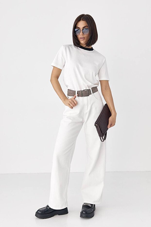 Kontrast Yakalı Basic T-shirt - 4