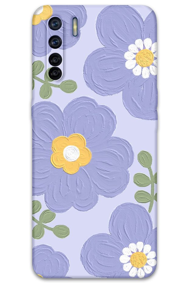 Oppo A91 Compatible Floral Patterned Phone Case + Screen Protector - 5799
