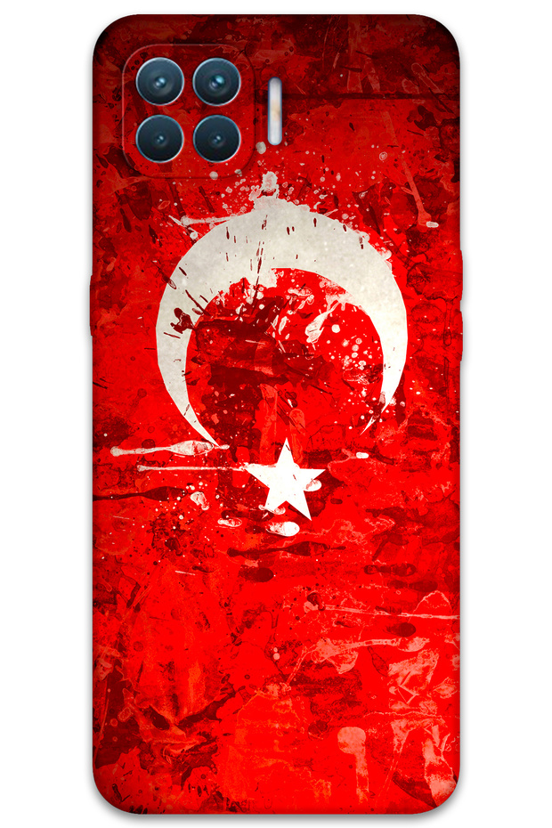 Oppo A73 Compatible Turkish Flag Patterned Phone Case + Screen Protector - 5847