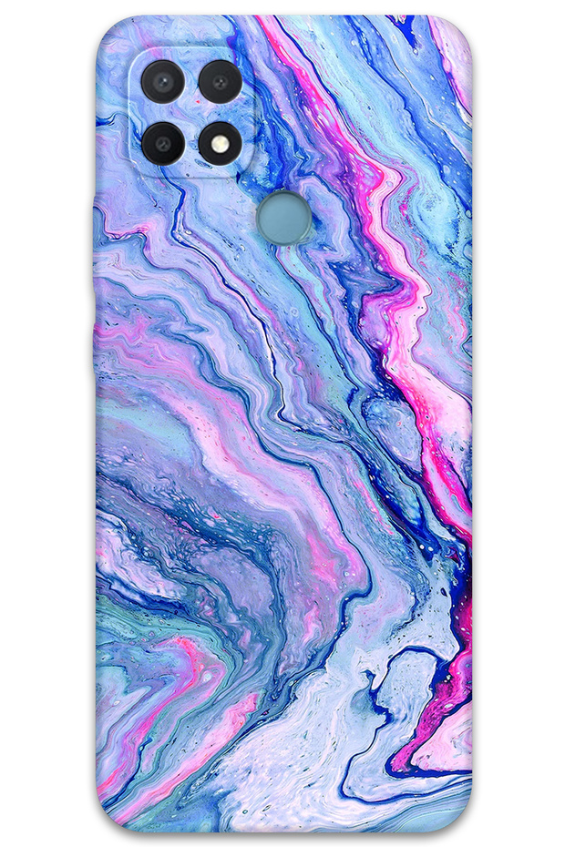 حافظة هاتف بنمط رخامي متوافقة مع هاتف اوبو A15s + واقي شاشة - 5816