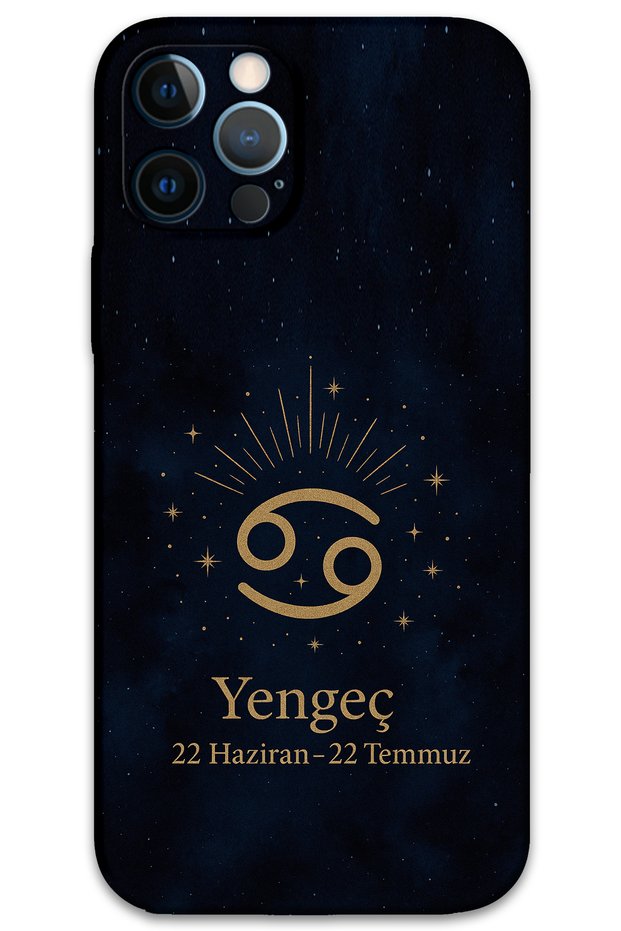 حافظة هاتف متوافقة مع iPhone 12 Pro بنمط السرطان + واقي شاشة - 5771