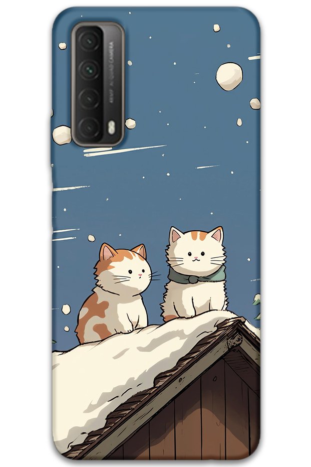 Huawei P Smart 2021 Compatible Cat Patterned Phone Case + Screen Protector - 5780