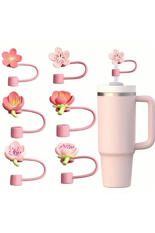 Sakura Pipet Tıpası, Çiçekli Sızdırmaz Pipet Kapağı, Termos Pipet Tıpası (1 Adet) - 1