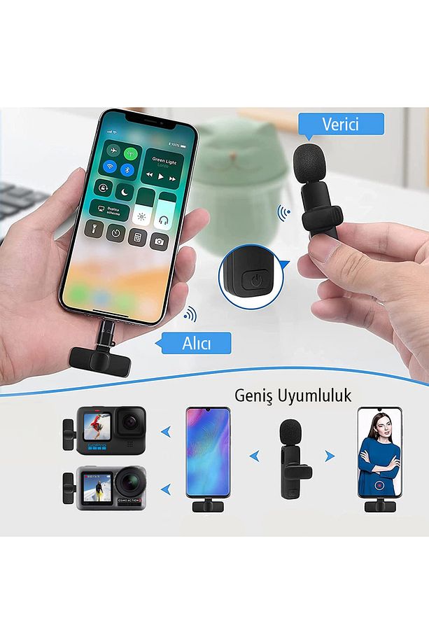 K8 Kablosuz TYPE-C Vlogger Yaka Mikrofonu ,Cep Telefonu İçin Gürültü Önleyici, youtuber, Vlogger - 4